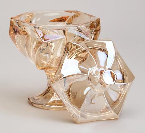 Блюдо с крышкой на ножке "BOHEMA" AMBER, диаметр 11,5 см