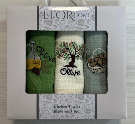 Набор кухонных салфеток "EFOR" (3шт) (40*60) ОЛИВКИ