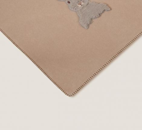 Плед Frati "SWEET RABBIT" BEIGE (бежевый) аппликация заяц, 130x160