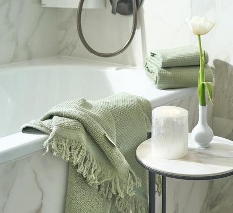 Комплект вафельно-махровых полотенец Luxberry "IRIS" (30x50,50x100,70x140), зелёный