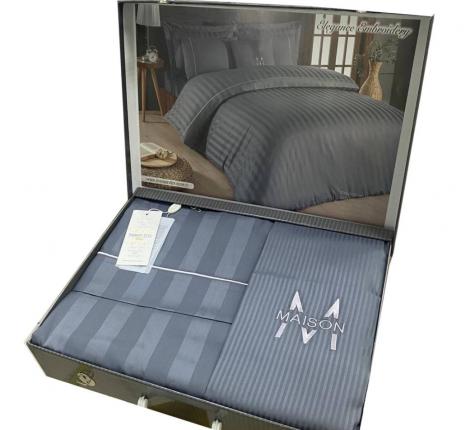 Постельное бельё "Maison D'or" ELEGANCE Страйп-сатин Евро, серый