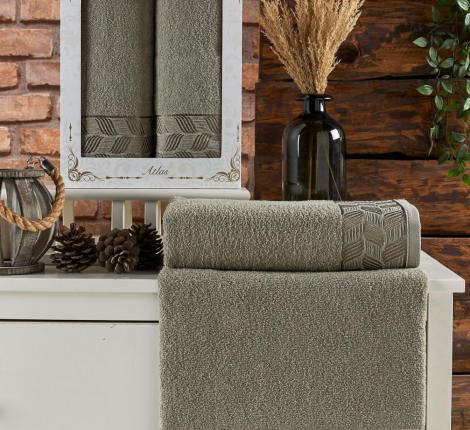 Комплект махровых полотенец "TWO DOLPHINS" (50x90/70х140) 2 шт. ATLAS, хаки