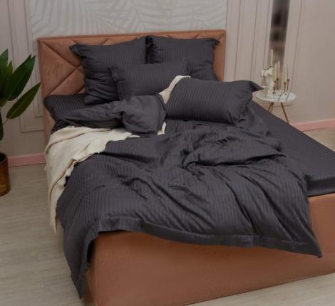 Постельное белье "Sofi de Marko" Моне (антрацит) Страйп Сатин, Евро (50х70-2шт.)