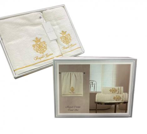 Комплект махровых полотенец  30x50-50x100-85x150 Maison D'or "ROYAL", кремовый
