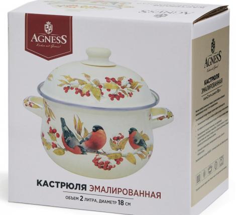 Кастрюля эмалированная с крышкой "СНЕГИРИ" 934-746, 2.0 л