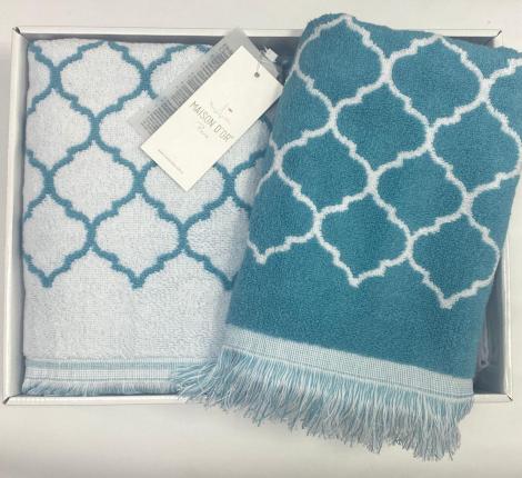 Комплект полотенец 50x100-85x150 Maison D'or "LORENZA", бирюзовый