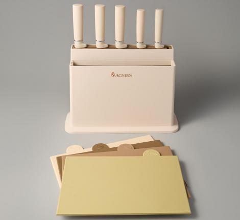 Набор кухонных ножей (5 шт.), 4 доски и подставка "AGNESS"