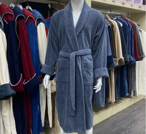 Халат мужской трига шалька  "AMBIELLA  A-1160" дымчато-синий, L-XL