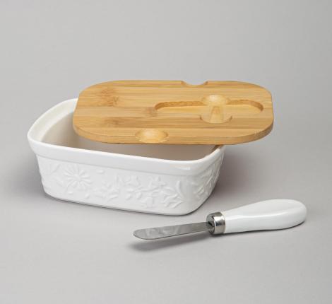 Маслёнка с ножом "FLOWERS STORY", 15*11*6 см