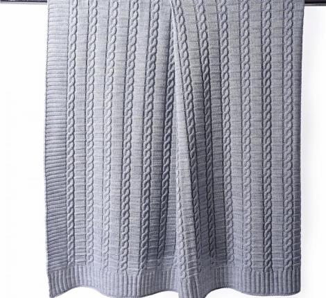 Плед вязаный "КОСЫ" 180x200, сумерки