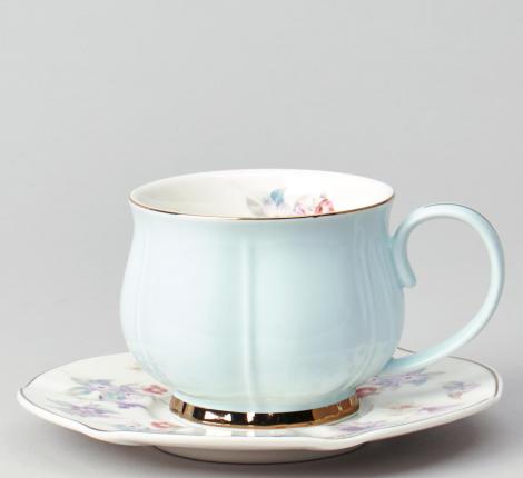 Чайный набор "ВРЕМЕНА ГОДА" 42-565 на 6 персон, 12 предметов (250 мл), голубой