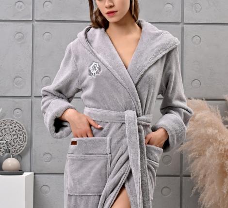 Халат женский трига шалька "AMBIELLA A-1295" светло-серый, L/XL