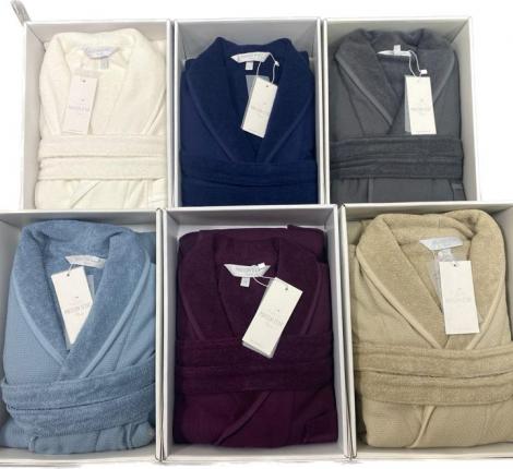 Халат мужской махровый Maison D'or "QUATTRO" серо-голубой, XL(50)/2XL(52)