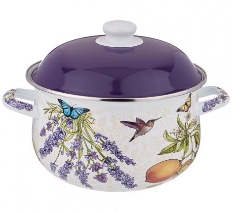 Кастрюля эмалированная с крышкой "ПРОВАНС" ЛИМОНЫ, 3,6 л