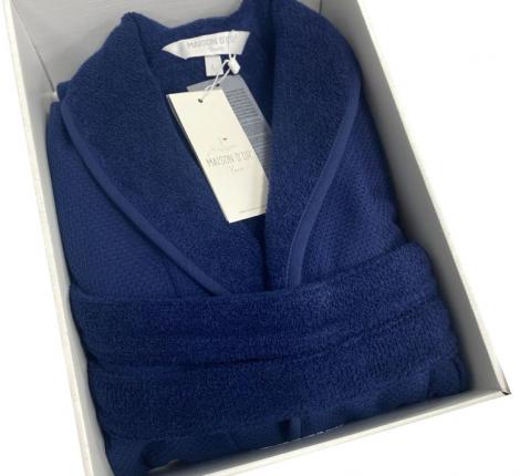 Халат мужской махровый Maison D'or "QUATTRO" синий, 3XL(54)/4XL(56)