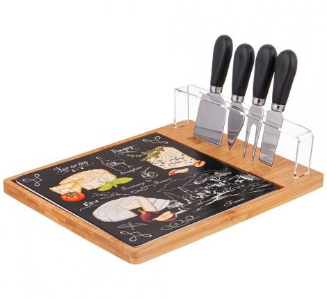 Набор для сыра "СЕКРЕТНЫЕ ИНГРЕДИЕНТЫ" (чёрный) 5 предметов, 28*23 см