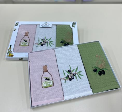 Набор вафельных салфеток "AMBIELLA" ОЛИВА, 40х60-3 шт.