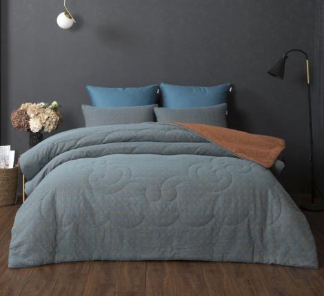 Постельное белье с одеялом "Kazanov.A." Кемер (изумруд охра) Муслин, Евро