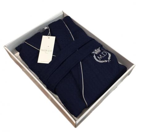 Халат мужской вафельный Maison D'or "KARIUS" синий, 3XL(54)/4XL(56)