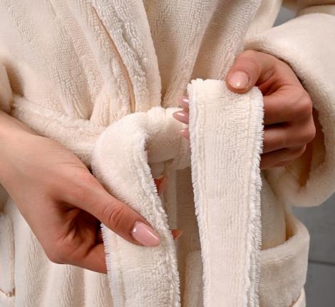 Халат женский трига шалька "AMBIELLA A-1295" кремовый, S/M