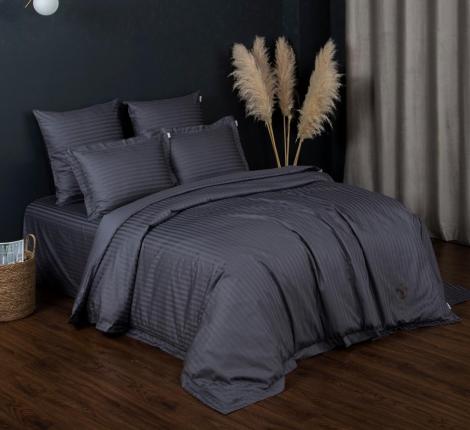 Постельное белье "Kazanov.A." Stripe Royal (графит) Страйп Сатин, Евро