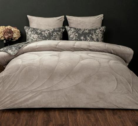 Постельное белье с одеялом "Kazanov.A." Эльба (бежевый графит) Велюр/Egypt Cotton, Евро