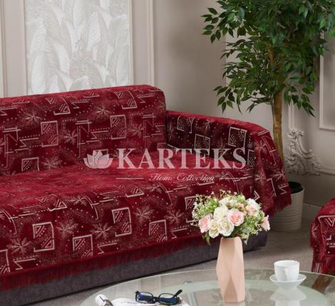 Покрывало шпигель большой "Karteks" на диван 160х220 ГЕОМЕТРИЯ, бордовый