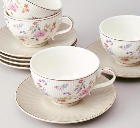 Чайный набор "ВРЕМЕНА ГОДА" 42-575 на 6 персон, 12 предметов (250 мл), серый