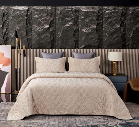 Покрывало "Sofi de Marko" Нобилис (светло-бежевый) Велюр, 240х280