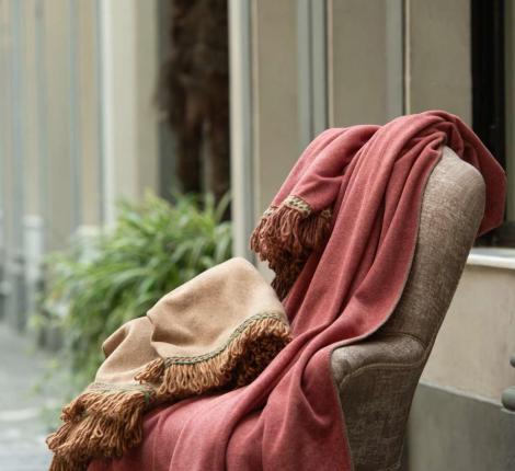 Плед Frati "SOFT BAMBOO" GRIGIO PERLA с тесьмой Matisse (серый с оранжевым), 160х200