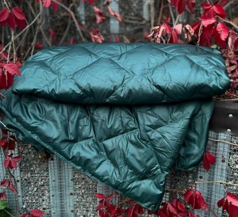 Дорожный плед-пончо пуховый "Travel Cape Plaid Grass" DARK GREEN, 130х170