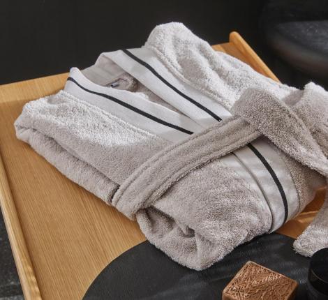 Халат махровый "Blanc des Vosges" PLAISANCE PERLE (светло-серый), M