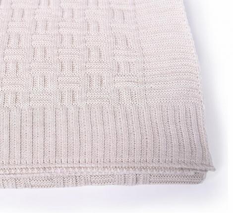 Плед вязаный "ШАХМАТЫ" 180x200, лён