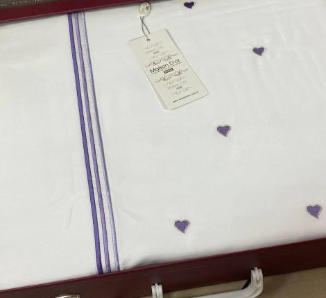 Постельное бельё "Maison D'or" LAMOUR Сатин Евро, бело-сиреневый