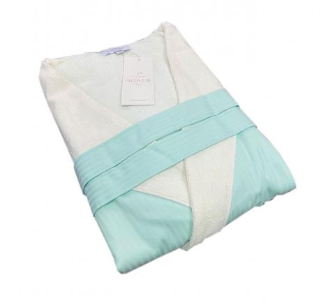 Халат женский  Maison D'or "COSSETTE" сатин-жаккард (бирюзовый), M(46)/L(48)