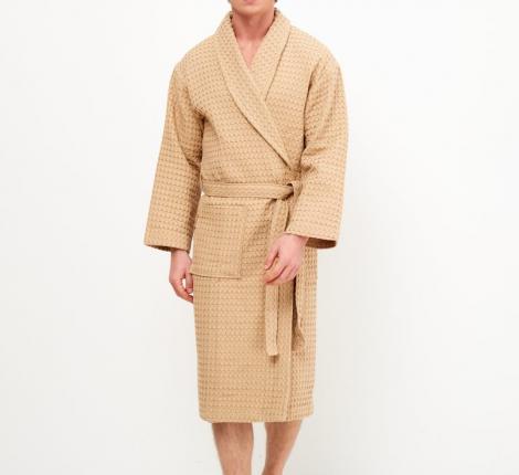 Халат мужской из крупной вафли "QUALITY" бежевый, L/XL