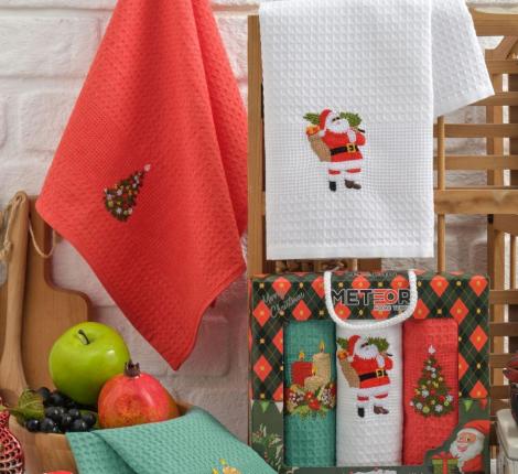 Салфетки вафельные "METEOR" 40х60 (3 шт.) TREE СИМВОЛ ГОДА V1