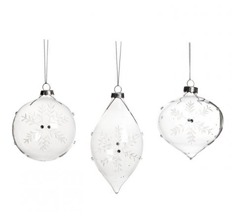 Шары со снежинкой 3 шт. "GOODWILL" (прозрачный), диаметр 8 см
