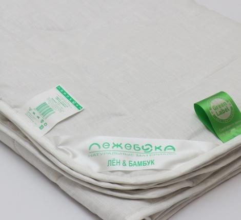 Одеяло лёгкое Лежебока "ЛЁН и БАМБУК" в сатине, 140х205