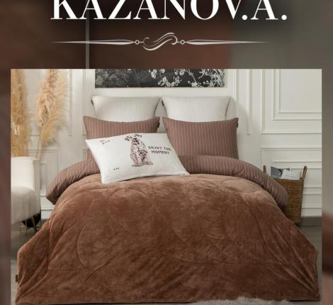 Постельное бельё с одеялом "Kazanov.A." Фрэнк (капучино) Велюр/Egypt Cotton, Евро