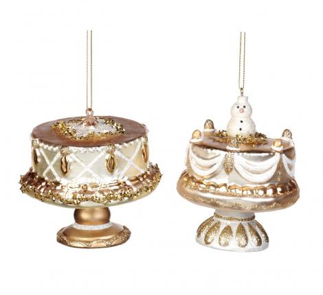 Игрушки стеклянные на ёлку 2 шт. "ТОРТИКИ", диаметр 8,5 см
