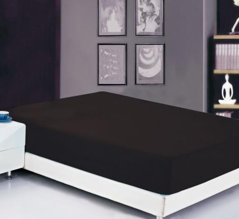 Простынь сатин на резинке (PRC-R-45) (черный), 90x200