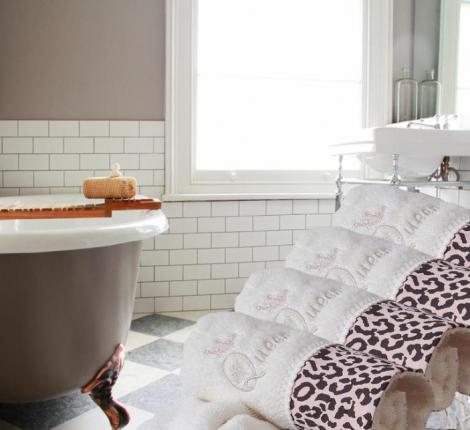 Салфетки махровые Maison D'or "QUEEN" 30х50-4шт., кремовый/фиолетовый