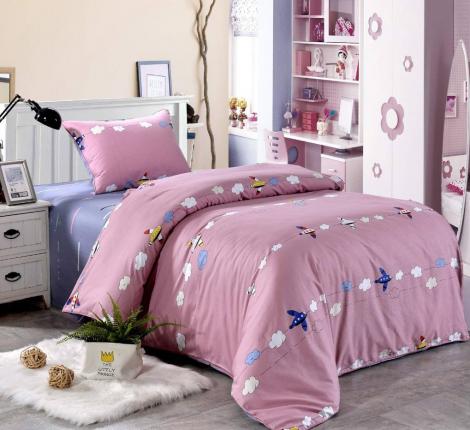 Постельное белье детское "Sofi de Marko" Самолетики (розовые) Сатин, 1,5 спальный