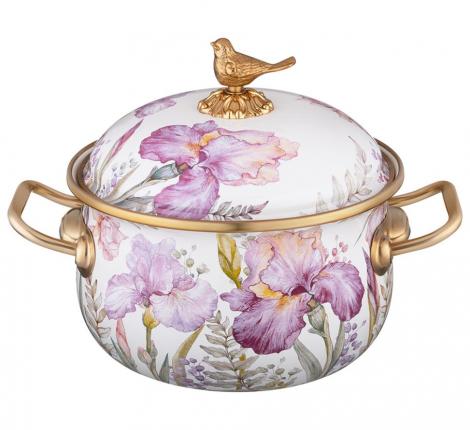 Кастрюля эмалированная с крышкой "IRISES" 950-751, 2,1 л
