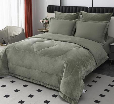 Постельное белье с одеялом "Sofi de Marko" Энрике (хаки-м) Велюр, Семейный