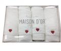 Салфетки махровые с вышивкой Maison D'or "SOFT HEARTS" 30х50-4шт., белый/красный