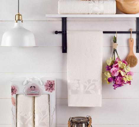 Комплект махровых полотенец "TWO DOLPHINS" (50x90/70х140) 2 шт.ERIN, кремовый