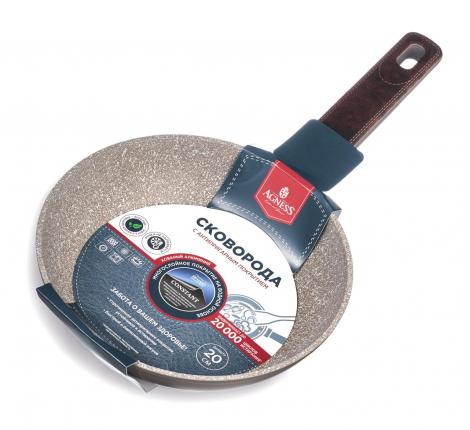 Сковорода "AGNESS" 902-110 с антипригарным покрытием PFLUON MARBLE, диаметр 20 см