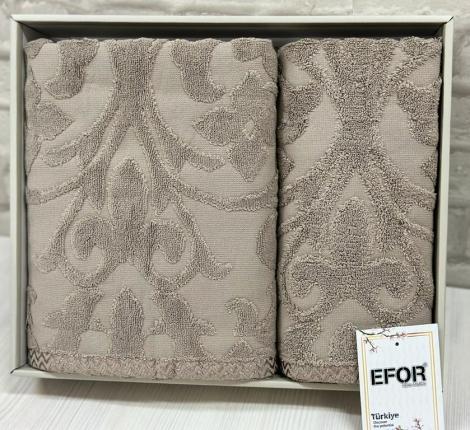 Набор махровых полотенец EFOR &quot;ANNA&quot; (50*90,70*140), коричневый